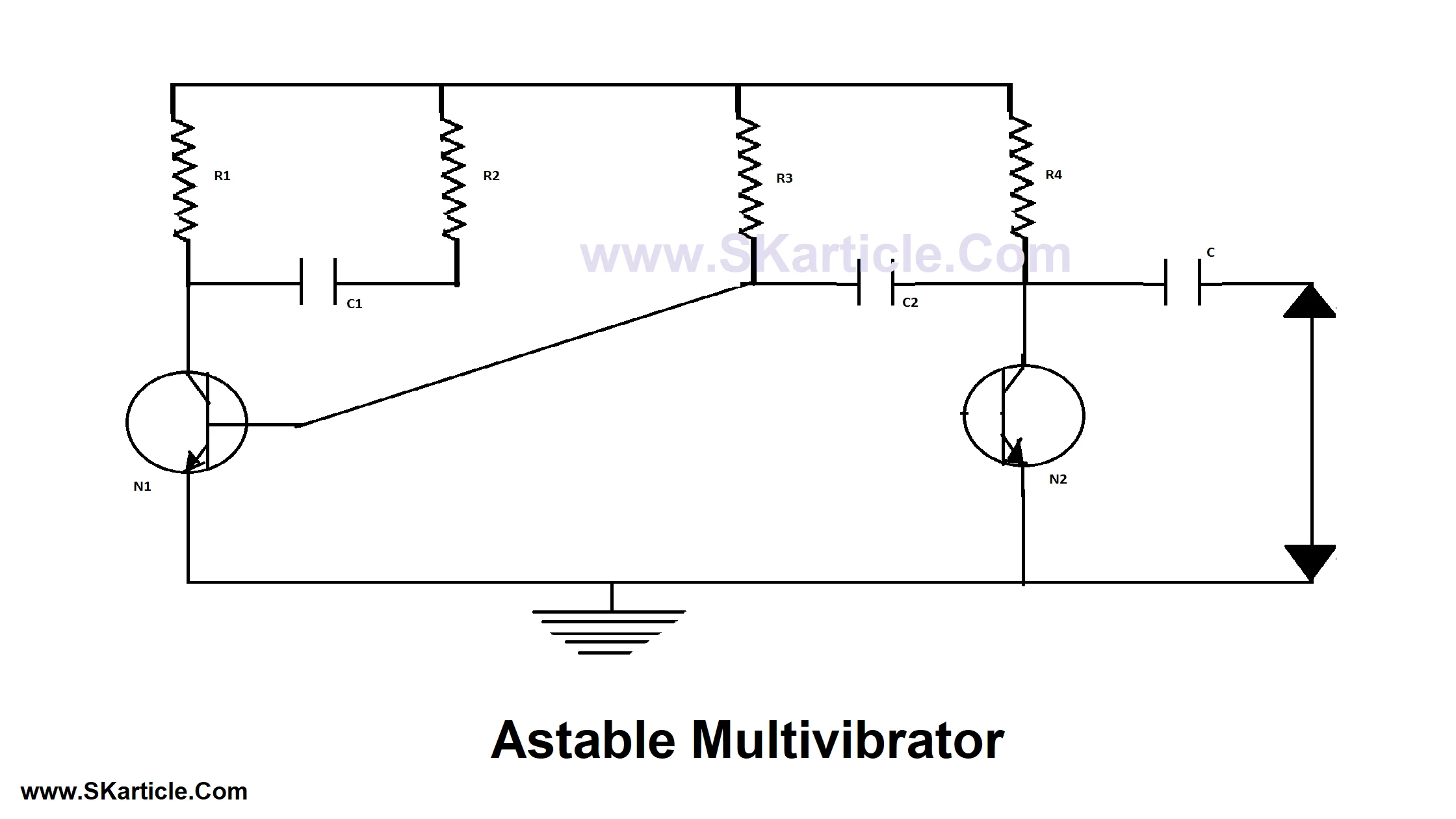 Circuit Diagram of Astable Multivibrator